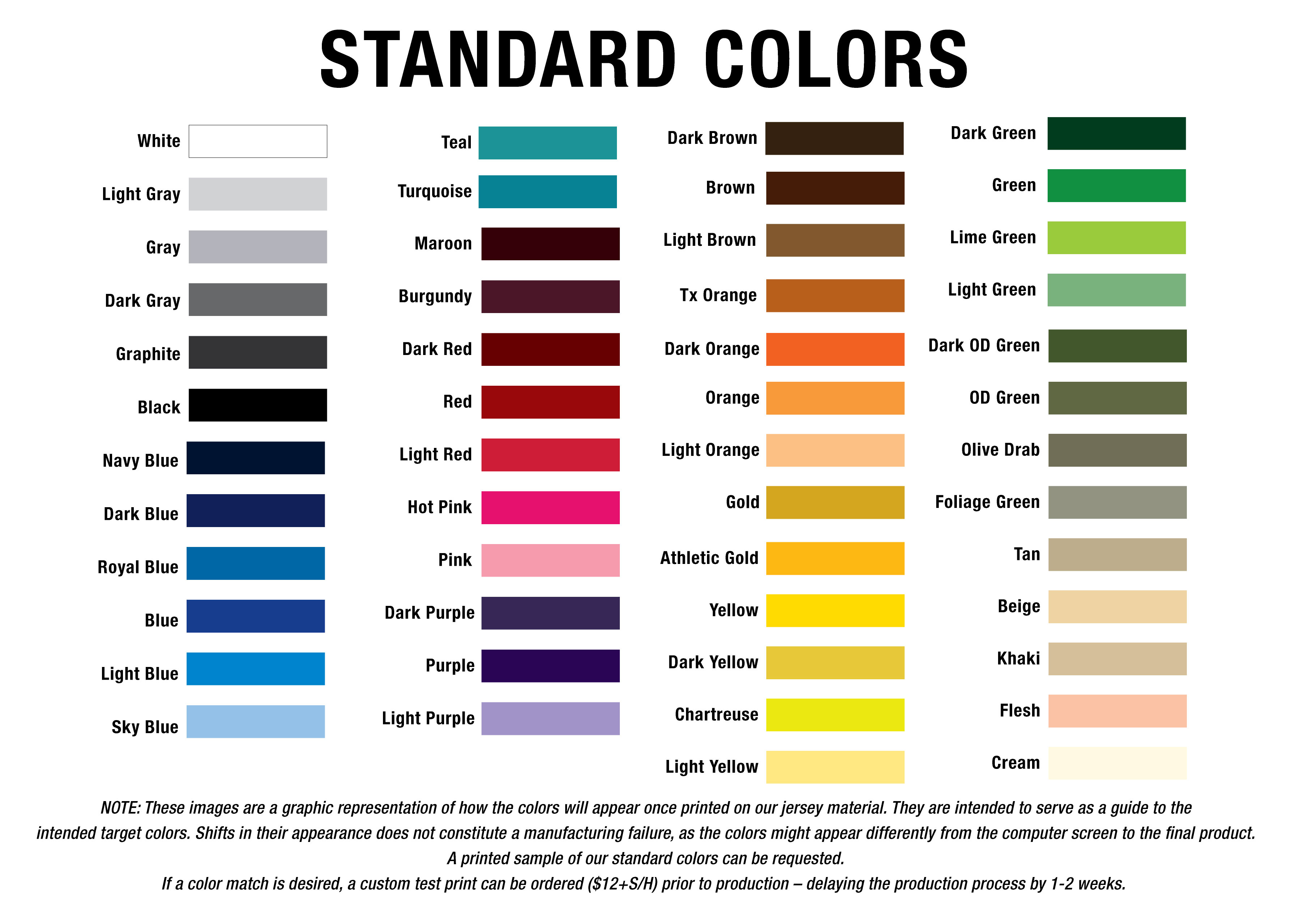 standard colors